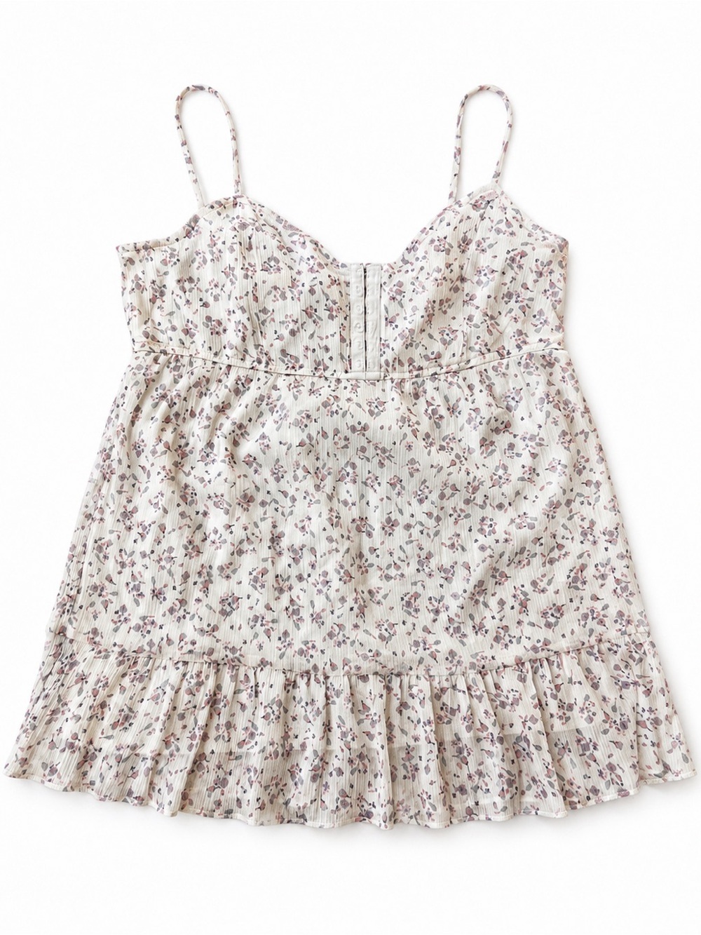 American Eagle Boho Floral Babydoll Dainty Cami Tank Cream Pink Cottagecore L